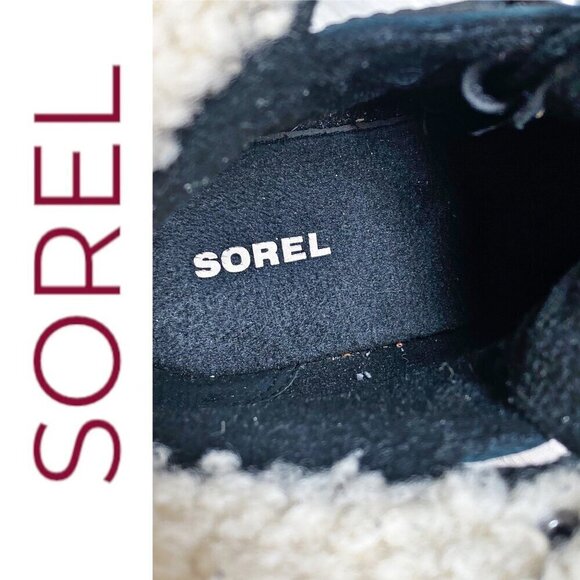 NWOT SOREL After Hours Lace-Up Shearling Waterproof Wedge Boots Black, 9.5 - Picture 10 of 14